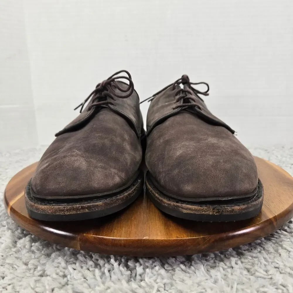 Allen Edmonds Mens 10.5 3E Wide Surrey Brown Nubuck Weatherproof Derby Oxford